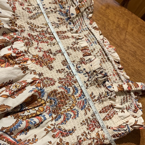 Smocked Baby Doll Tank • Peplum Ruffled Hem • Fall Colors • size Small/Medium - Picture 9 of 15